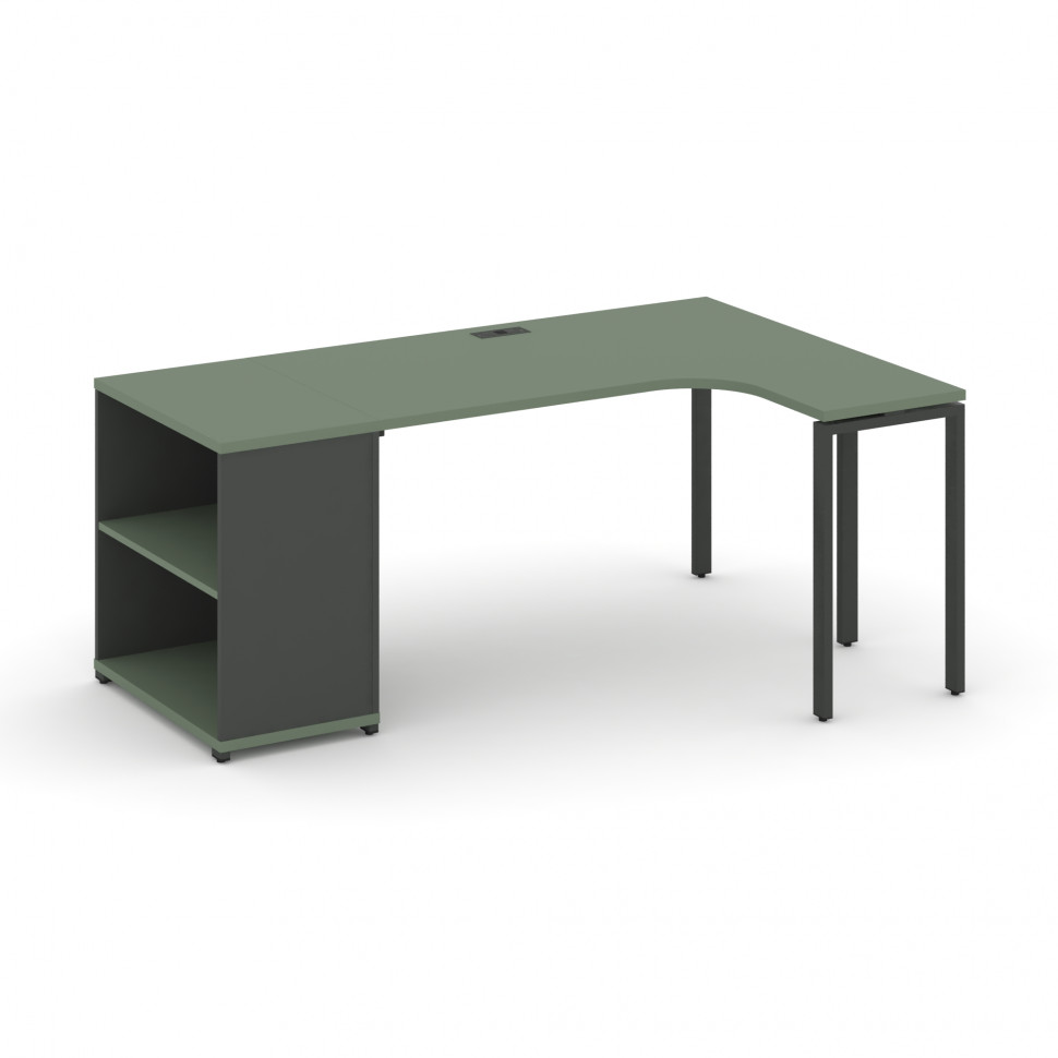 Concept Стол эргономичный с опорным стеллажом CN.SA-202(R) Кобо/Антрацит/Металл Антрацит 2000*1180*7 Concept Стол эргономичный с опорным стеллажом CN.SA-202(R) Кобо/Антрацит/Металл Антрацит 2000*1180*7