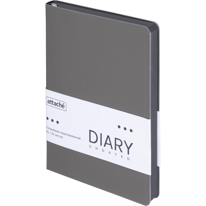 Ежедневник недатированный ATTACHE Soft touch А5, 140х200мм, 136л, серый