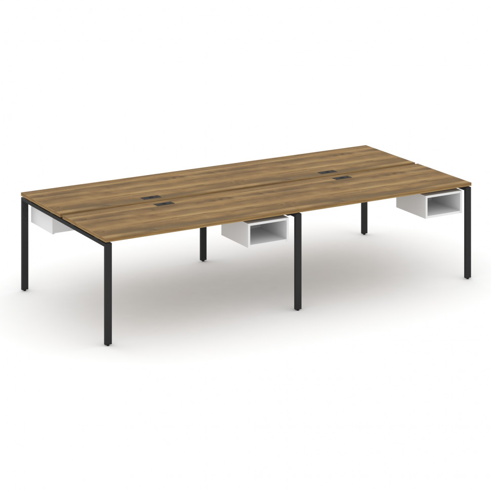 Concept Рабочая станция двухсторонняя с подвесными тумбами на 4 места CN.DRS-124 Сандал Янтарный/Бел