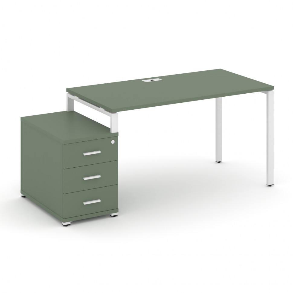 Concept Стол письменный с 1 опорной тумбой CN.SP-302 W Кобо/Металл Белый 1180/1546*720*750 Concept Стол письменный с 1 опорной тумбой CN.SP-302 W Кобо/Металл Белый 1180/1546*720*750