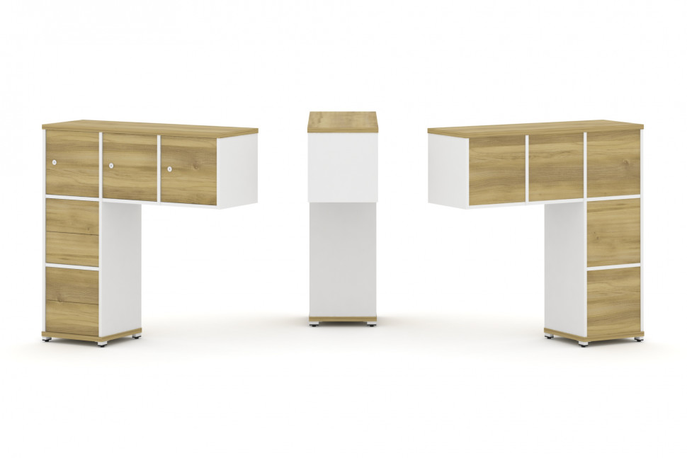 Concept Надставка низкая CN.ONN-005 Дуб Винченцо/Белый Бриллиант/Металл Белый 1099*365*1130