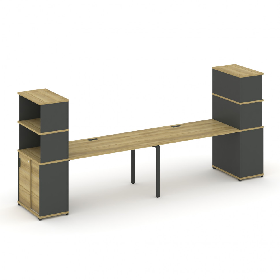 Concept Рабочая станция с опорными шкафом-купе с надставкой выс. CN.ORS-242 A Дуб Винченцо/Антрацит/