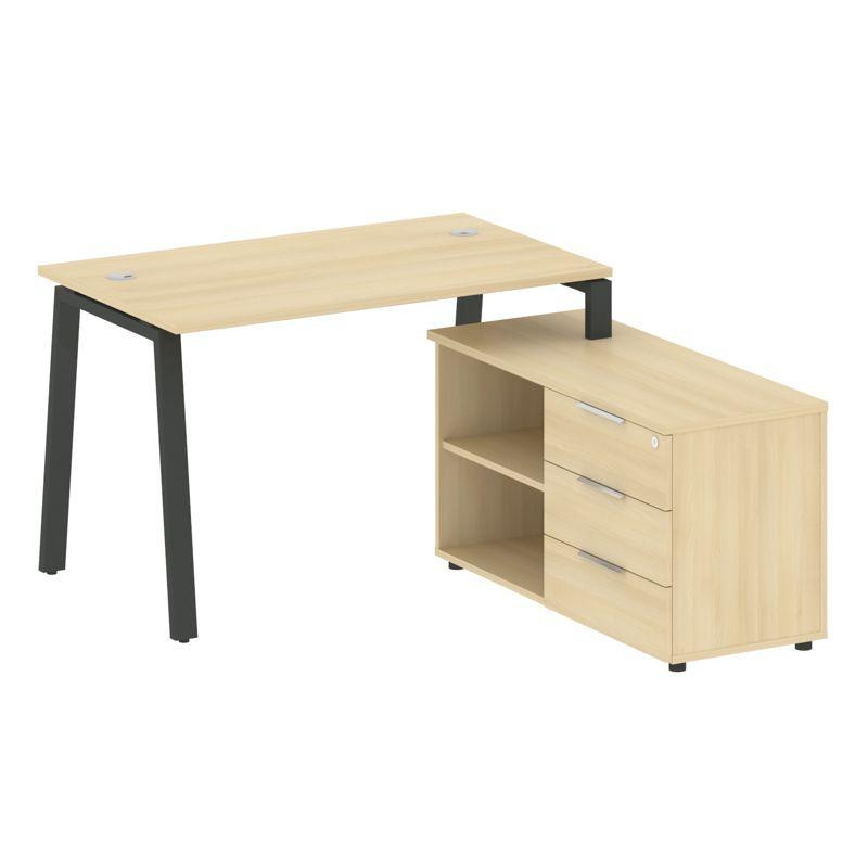 Metal System Рабочая станция с тумбой на А-образном м/к БА.РС-СТС-2.2 (R) Акация Лорка/Металл Антрац