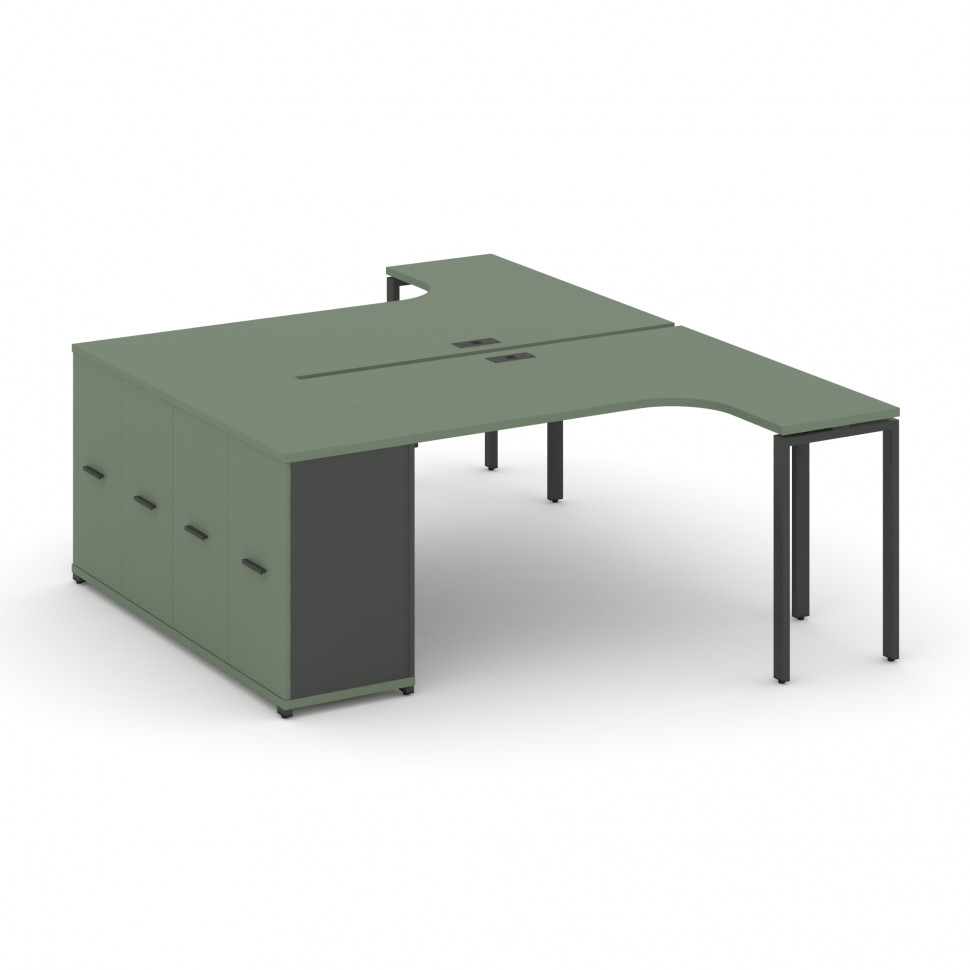 Concept Рабочая станция с опорным распаш. шкафом CN.DSA-209 A Кобо/Антрацит/Металл Антрацит 1800*148