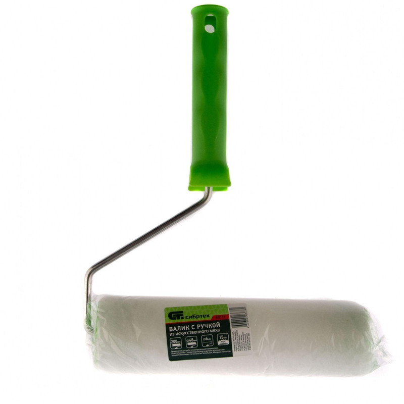 Валик с ручкой Сибртех 200 мм искусственный мех ворс 15 мм, 80113