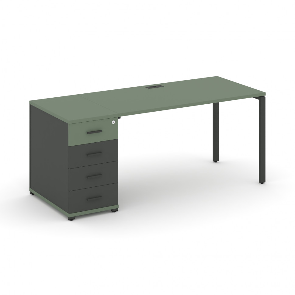 Concept Стол рабочий с 1 опорной тумбой CN.SP-402 A Кобо/Антрацит/Металл Антрацит 1600*720*750