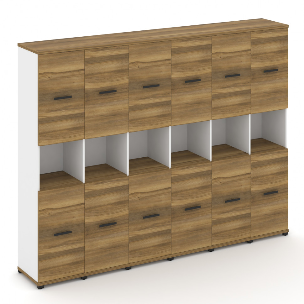 Concept Шкаф 6 узких секций, 5 ниш CN.STU-563 B Сандал Янтарный/Белый Бриллиант/Металл Черный 2500*4