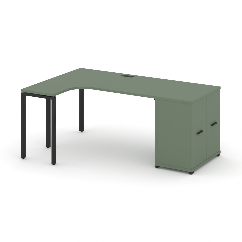 Concept Стол эргономичный с опорным распаш. шкафом CN.SA-209(L) B Кобо/Металл Черный 1800*1180*750