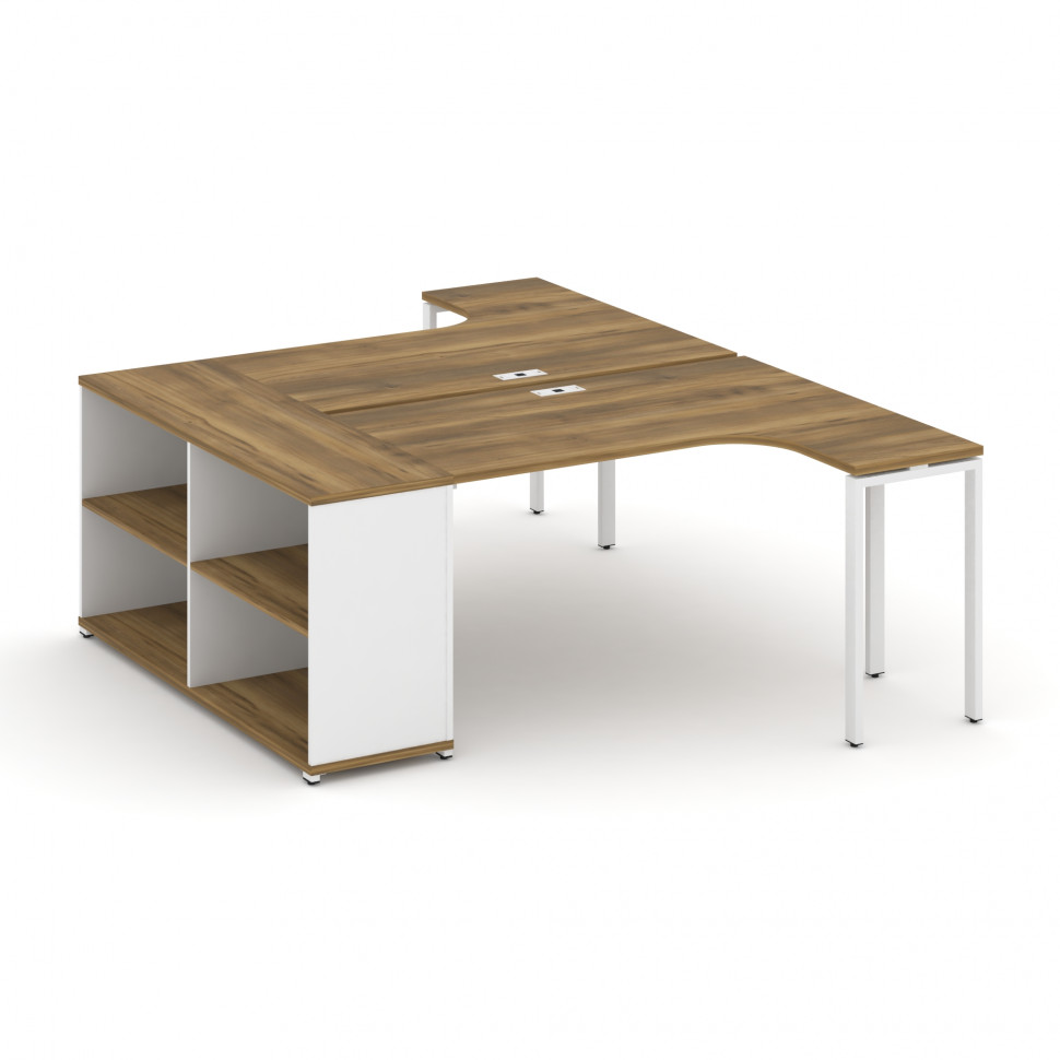 Concept Рабочая станция с опорным стеллажом CN.DSA-201 Сандал Янтарный/Белый Бриллиант/Металл Белый