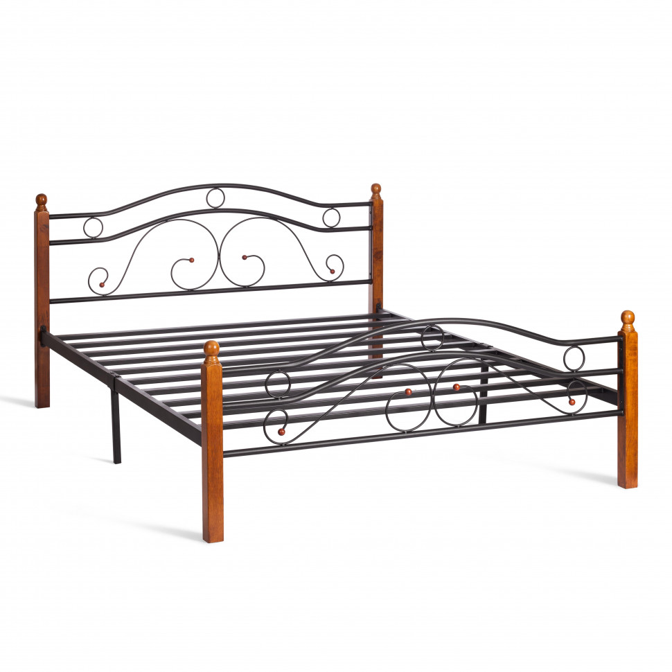 Кровать AT-803 дерево гевея/металл, 160*200 см (Queen bed), красный дуб/черный Кровать AT-803 дерево гевея/металл, 160*200 см (Queen bed), красный дуб/черный