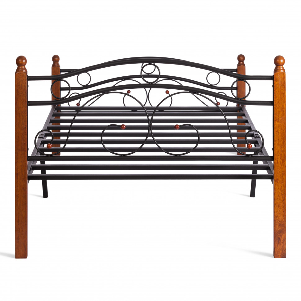 Кровать AT-803 дерево гевея/металл, 160*200 см (Queen bed), красный дуб/черный Кровать AT-803 дерево гевея/металл, 160*200 см (Queen bed), красный дуб/черный