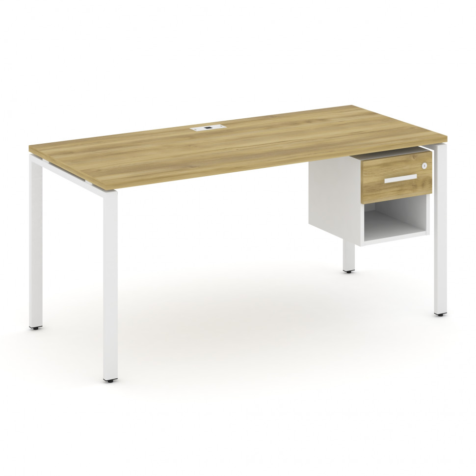 Concept Стол рабочий с подвесной тумбой 1 открытой нишей и одним ящ. CN.SP-120 W Дуб Винченцо/Белый
