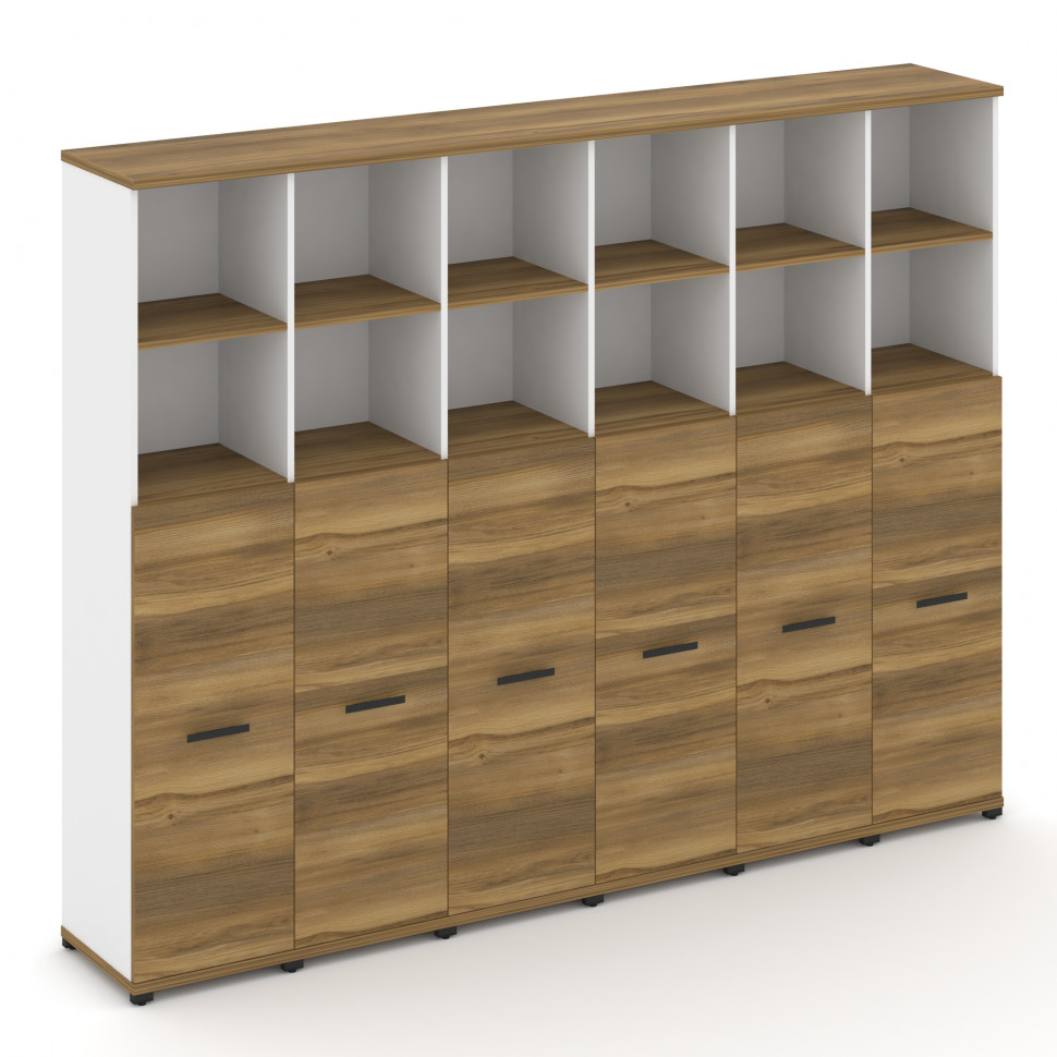 Concept Шкаф 6 узких секций, 5 ниш CN.STU-564 B Сандал Янтарный/Белый Бриллиант/Металл Черный 2500*4