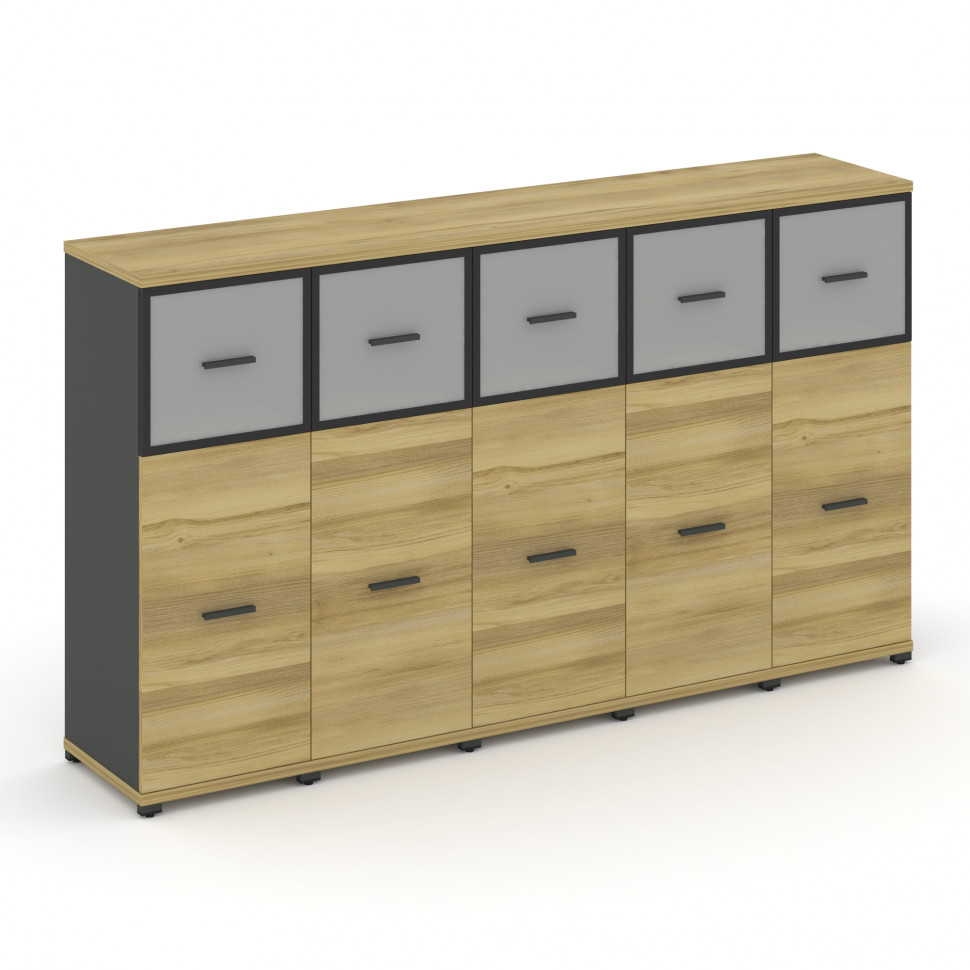 Concept Шкаф 5 узких секций, 3 ниши CN.STU-354 RMB A Дуб Винченцо/Антрацит/Металл Антрацит/Сатин 208