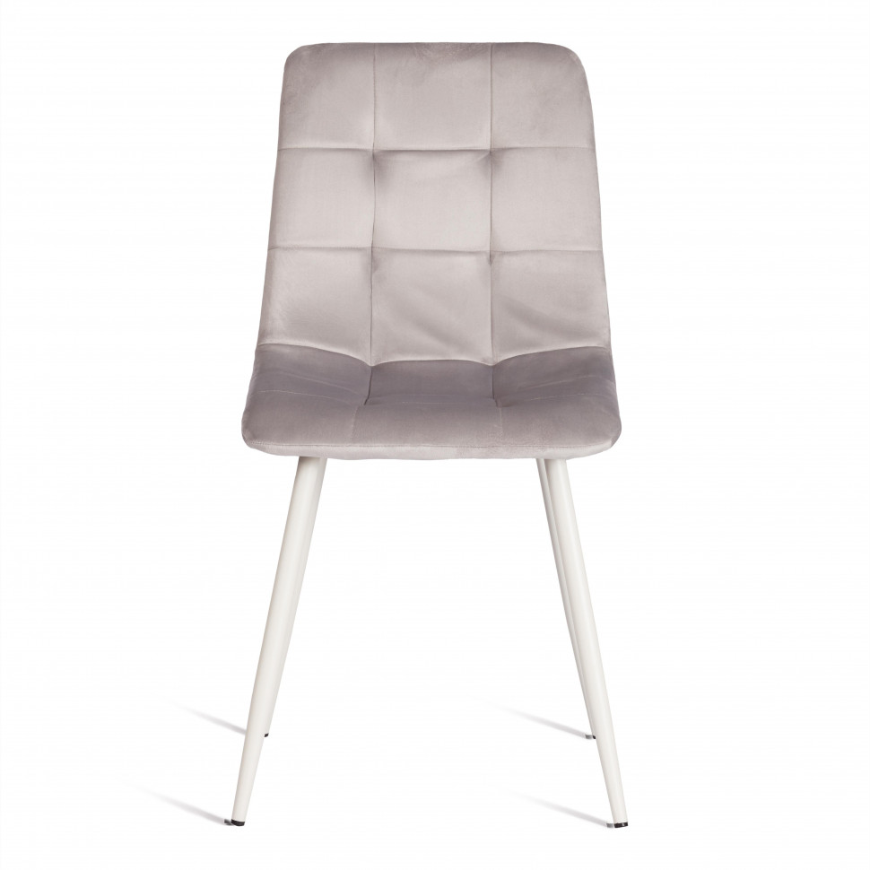 Стул CHILLY (mod. 7094-1) / 2 шт. в упаковке вельвет/металл, 44,5х52,5х86 см, light grey (светло-серый) HLR14 / белый