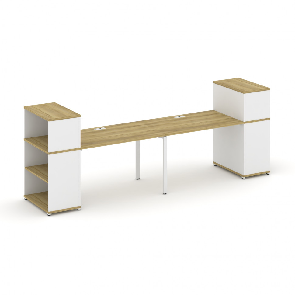 Concept Рабочая станция с опорными стеллажами с надставкой низ. CN.ORS-210 Дуб Винченцо/Белый Брилли