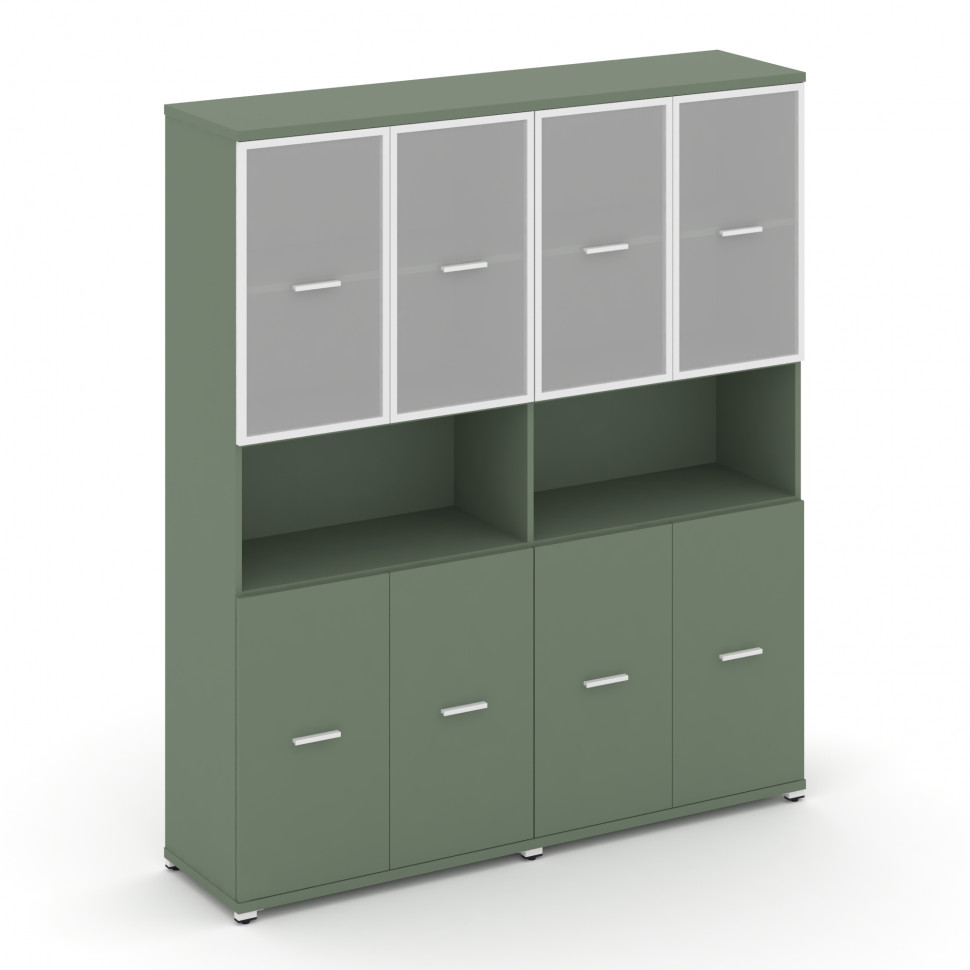 Concept Шкаф 2 широкие секции, 5 ниш CN.STS-523 RMW W Кобо/Металл Белый/Сатин 1668*420*1922