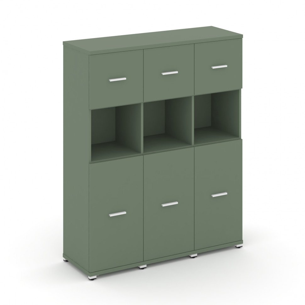 Concept Шкаф 3 узкие секции, 4 ниши CN.STU-435 W Кобо/Металл Белый 1252*420*1554