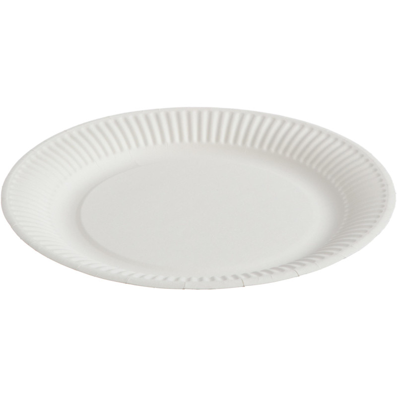 Тарелка одноразовая бум. 18см круглая, белая, 190 г/м2, 50шт/уп