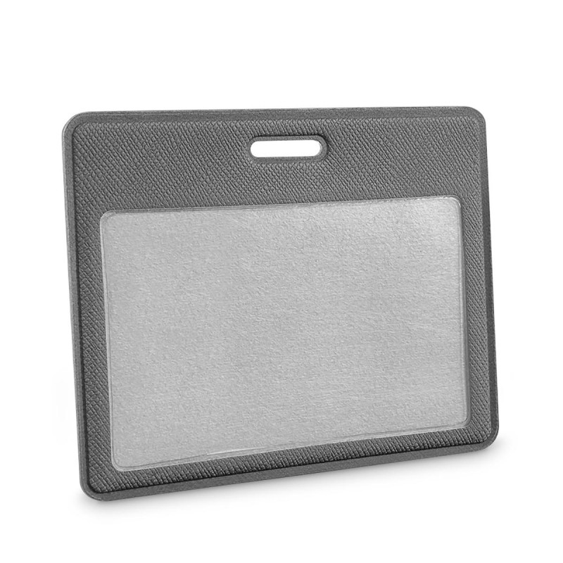 Бейдж горизонтальный для карты, внутр. разм 90x60мм Экокожа графит EK-1H-1