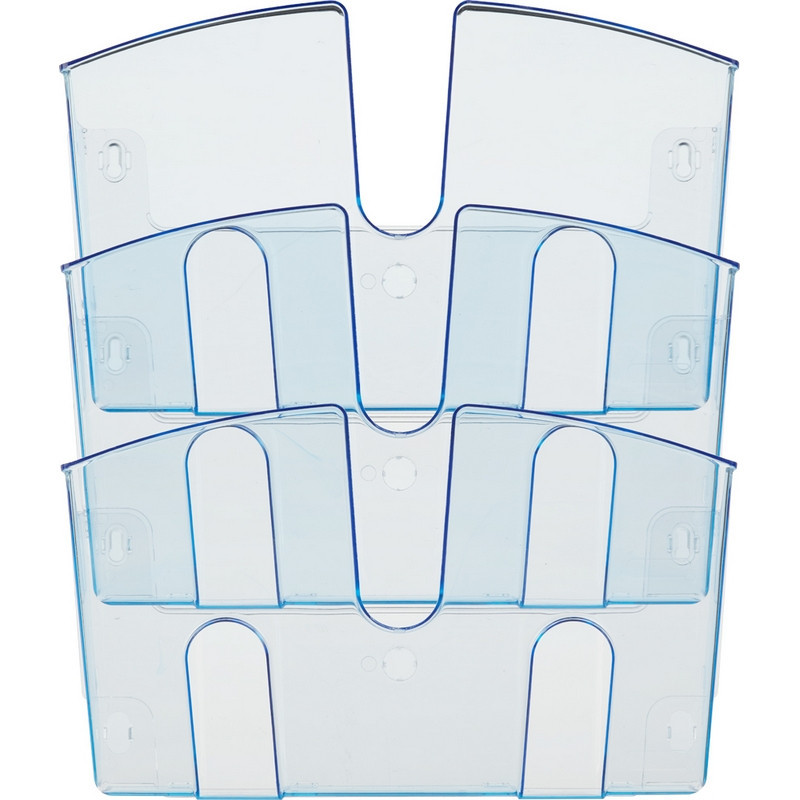 Лоток настенный Attache 3 отделения А4 го ризонтальный проз синий