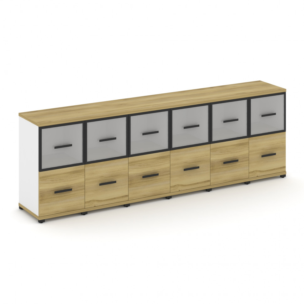 Concept Шкаф 6 узких секций, 2 ниши CN.STU-262 RMB B Дуб Винченцо/Белый Бриллиант/Металл Черный/Сати