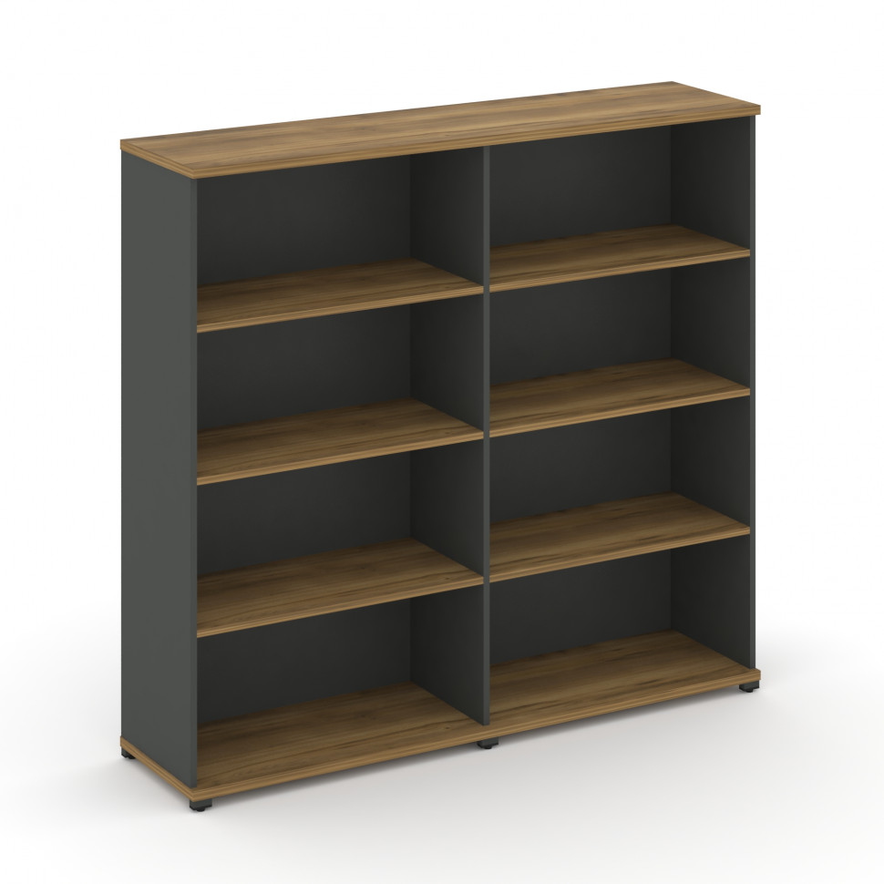 Concept Стеллаж 2 широкие секции, 4 ниши CN.STS-420 Сандал Янтарный/Антрацит/Металл Антрацит 1668*42