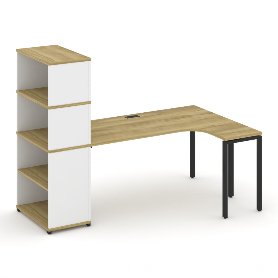 Concept Стол эргономичный с опорным стеллажом с надставкой выс. CN.SA-208(R) Дуб Винченцо/Белый Брил Concept Стол эргономичный с опорным стеллажом с надставкой выс. CN.SA-208(R) Дуб Винченцо/Белый Брил