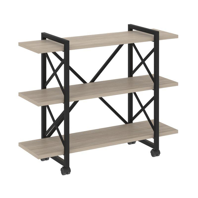 Loft Стеллаж на колесных опорах-3 полки VR.L-MST.K-3.8V Дуб Аттик/Металл Черный 1200*400*968