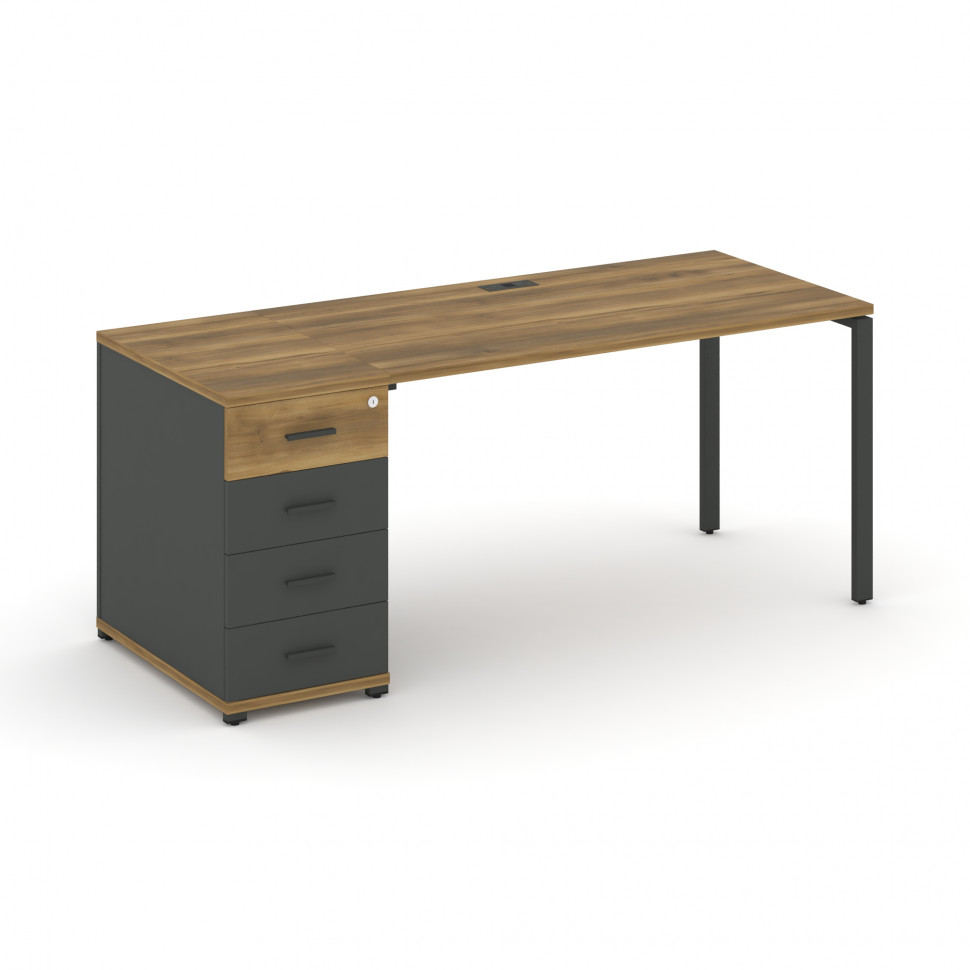 Concept Стол рабочий с 1 опорной тумбой CN.SP-404 A Сандал Янтарный/Антрацит/Металл Антрацит 2000*72 Concept Стол рабочий с 1 опорной тумбой CN.SP-404 A Сандал Янтарный/Антрацит/Металл Антрацит 2000*72