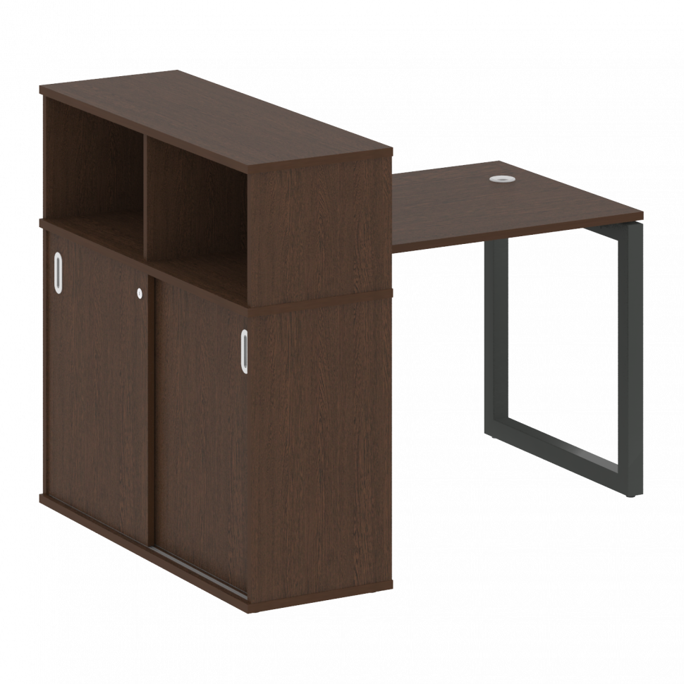 Metal System Quattro Стол письменный с шкафом-купе на О-образном м/к 50БО.РС-СШК-3.1 Т Венге Цаво/Ме Metal System Quattro Стол письменный с шкафом-купе на О-образном м/к 50БО.РС-СШК-3.1 Т Венге Цаво/Ме