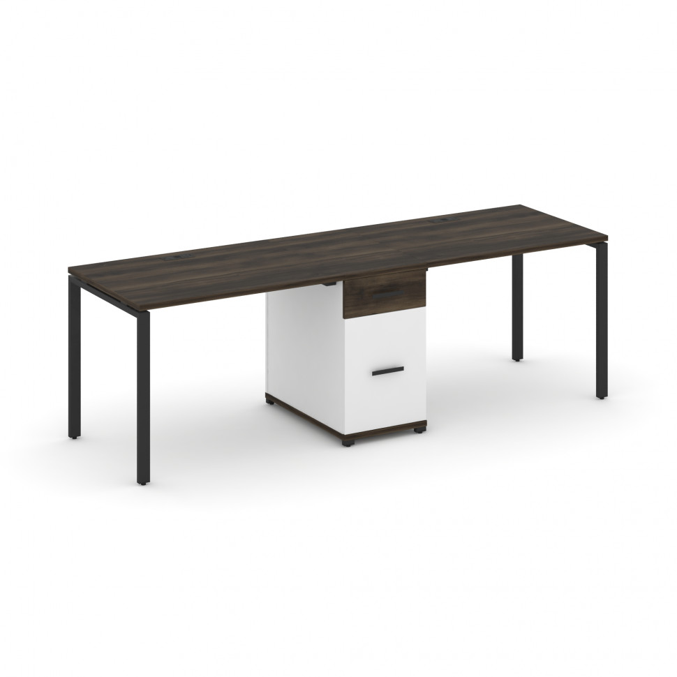 Concept Рабочая станция 2 места с 1 опорной тумбой CN.ORS-405 B Дуб Мали/Белый Бриллиант/Металл Черн Concept Рабочая станция 2 места с 1 опорной тумбой CN.ORS-405 B Дуб Мали/Белый Бриллиант/Металл Черн