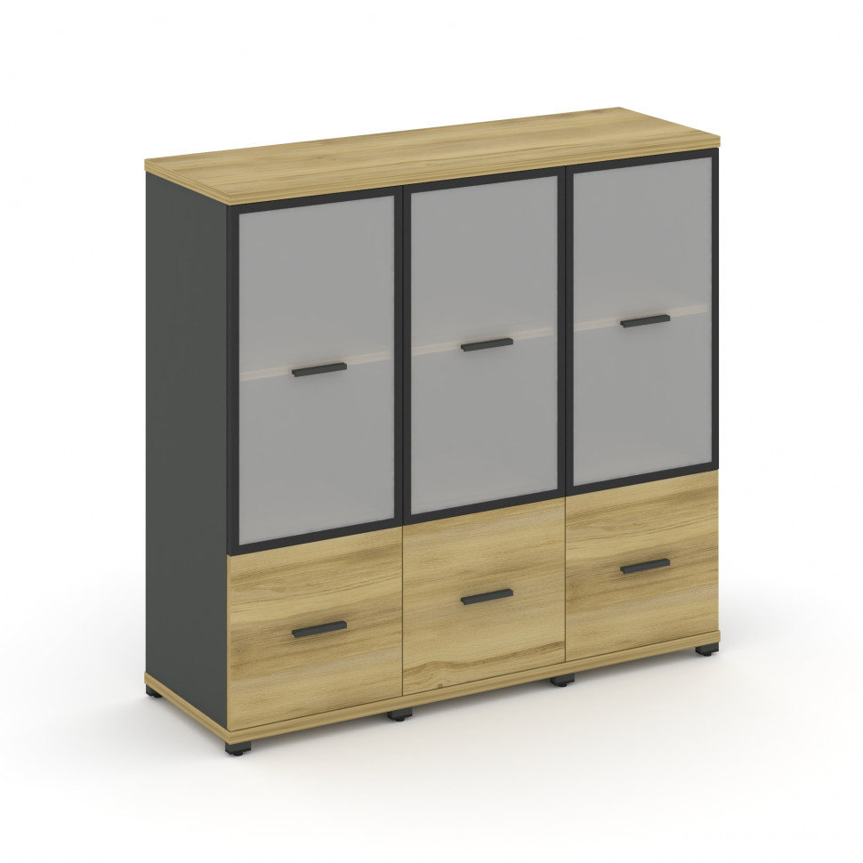 Concept Шкаф 3 узкие секции, 3 ниши CN.STU-332 RMB A Дуб Винченцо/Антрацит/Металл Антрацит/Сатин 125