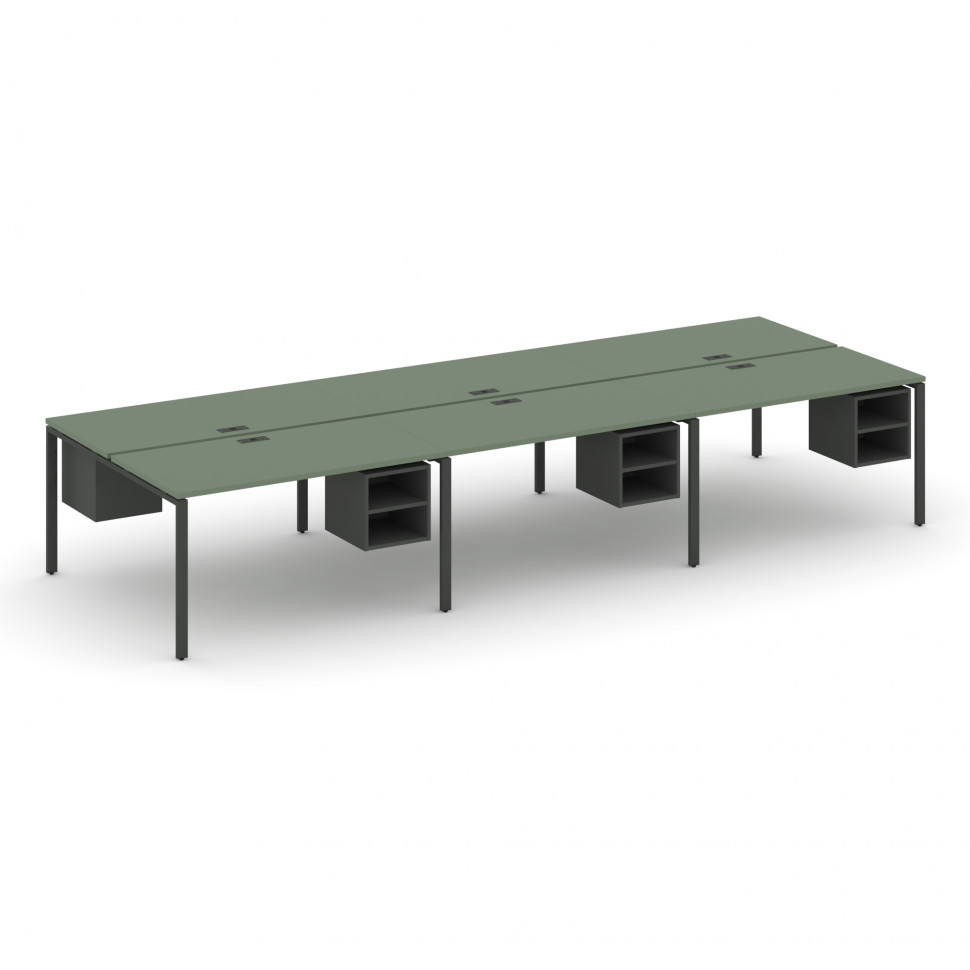 Concept Рабочая станция двухсторонняя с подвес. тумбами на 6 мест CN.DRS-148 Кобо/Антрацит/Металл Ан Concept Рабочая станция двухсторонняя с подвес. тумбами на 6 мест CN.DRS-148 Кобо/Антрацит/Металл Ан