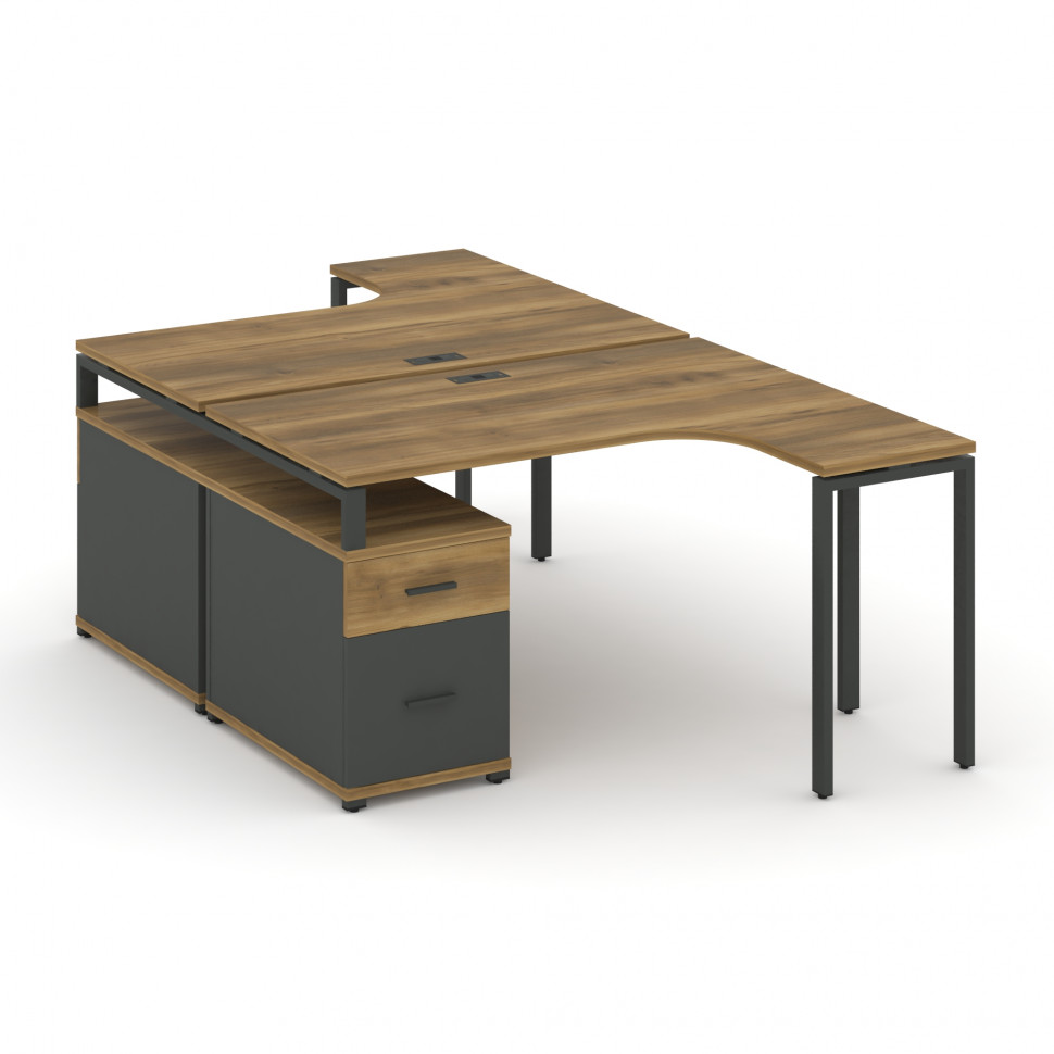 Concept Рабочая станция с двойной опорной тумбой CN.DSA-303 A Сандал Янтарный/Антрацит/Металл Антрац