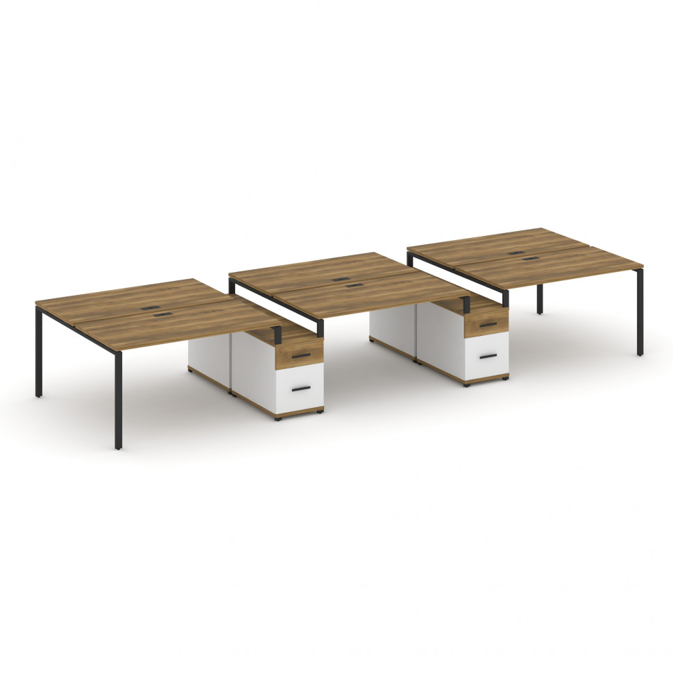 Concept Рабочая станция 6 мест с 2 двухсторонними опорными тумбами CN.DRS-339 B Сандал Янтарный/Белы