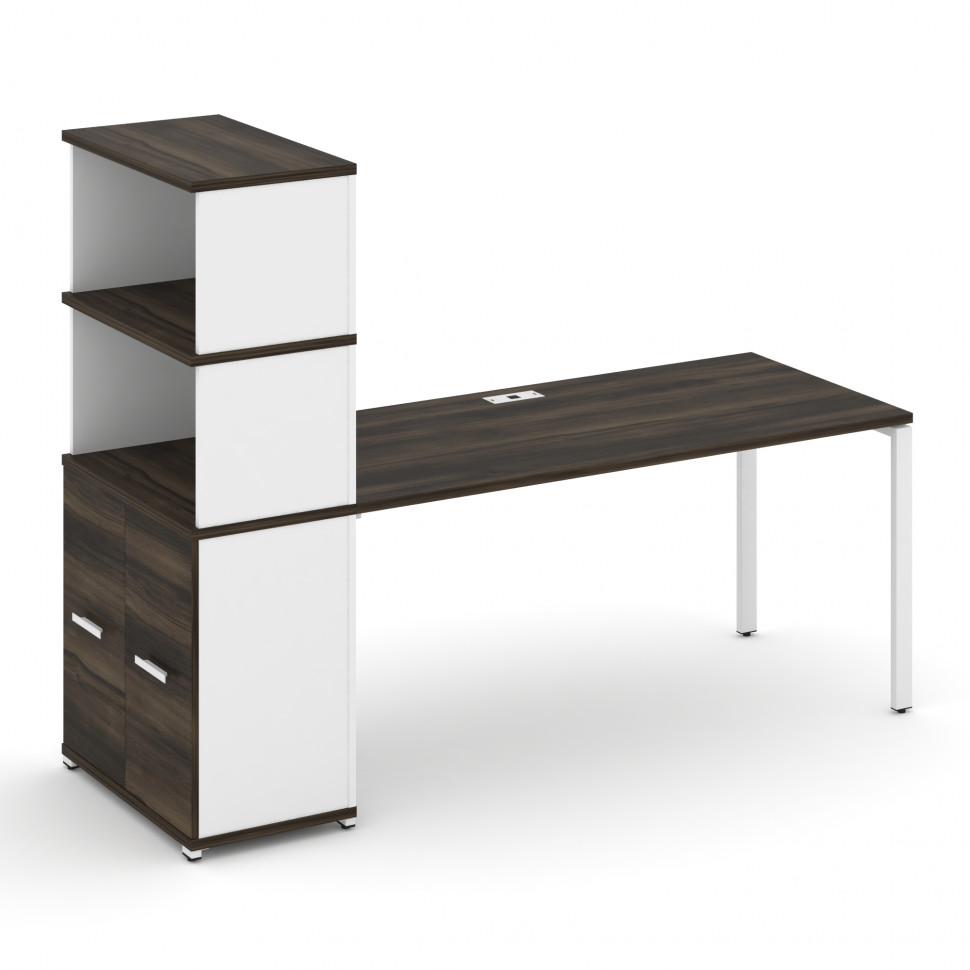 Concept Стол рабочий с опорным распаш. шкафом с надставкой выс. CN.SP-232 W Дуб Мали/Белый Бриллиант
