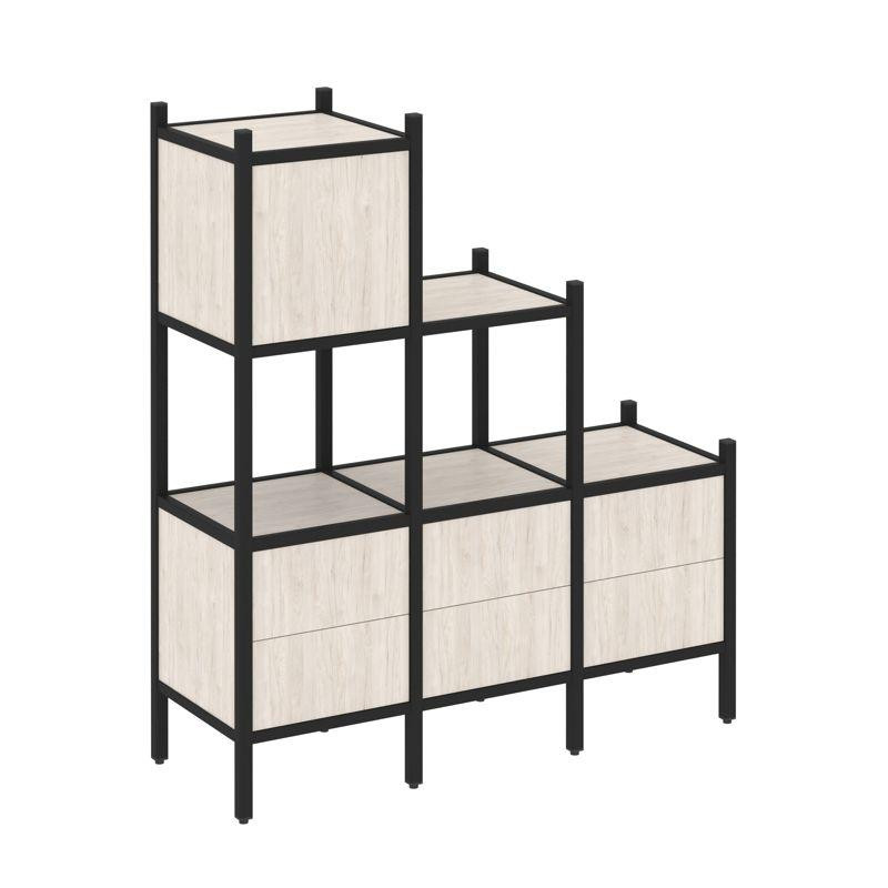 Loft Прямой стеллаж VR.L-12 Денвер Светлый/Металл Черный 1278*446*1458