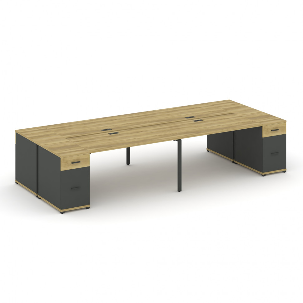 Concept Рабочая станция 4 места с 2 опорными тумбами CN.DRS-429 A Дуб Винченцо/Антрацит/Металл Антра Concept Рабочая станция 4 места с 2 опорными тумбами CN.DRS-429 A Дуб Винченцо/Антрацит/Металл Антра