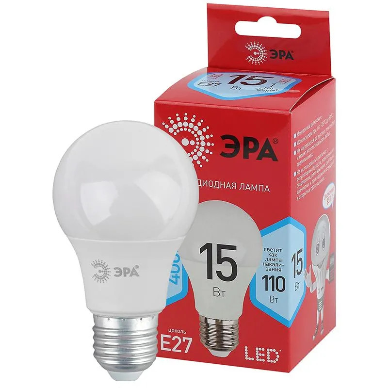 Лампа светодиодная ЭРА LED A60-15W-840-E27 R 15Вт Е27 4000К Б0046356