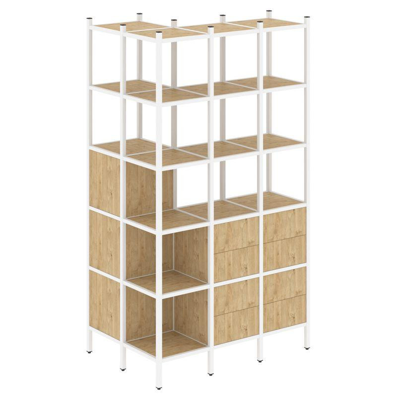 Loft Угловой внешний стеллаж наборный VR.L-54 Тиквуд Светлый/Металл Белый 862*1278*2280 Loft Угловой внешний стеллаж наборный VR.L-54 Тиквуд Светлый/Металл Белый 862*1278*2280