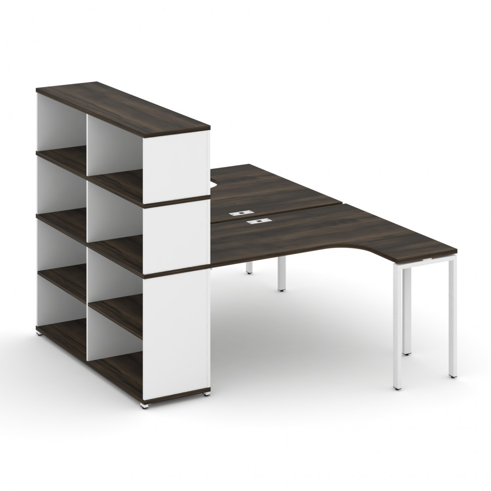 Concept Рабочая станция с опорным стеллажом с надставкой выс. CN.DSA-207 Дуб Мали/Белый Бриллиант/Ме