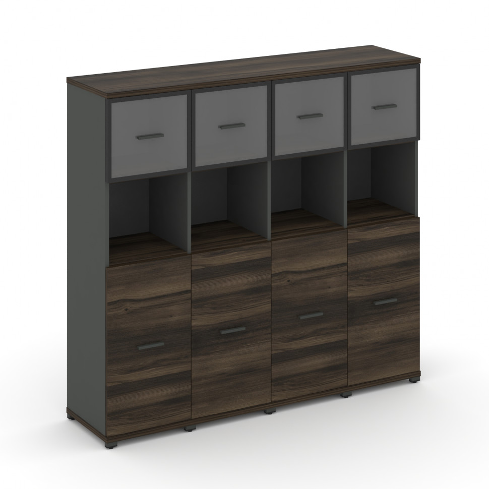 Concept Шкаф 4 узкие секции, 4 ниши CN.STU-445 RPB A Дуб Мали/Антрацит/Металл Антрацит/Прозрачный 16