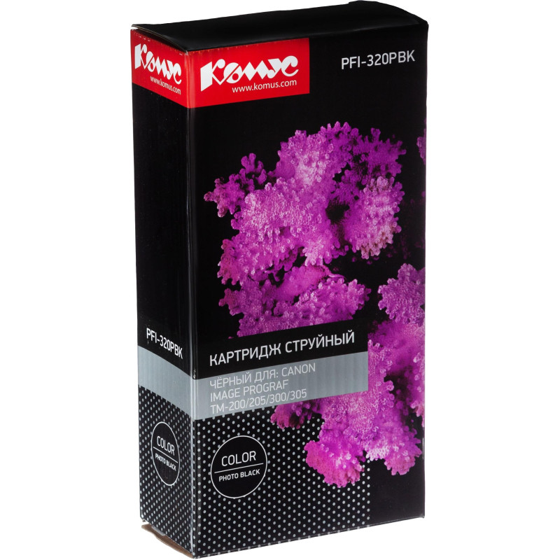 Картридж струйный Комус PFI-320BK (2890C001) чер. для TM-200/205/300/305