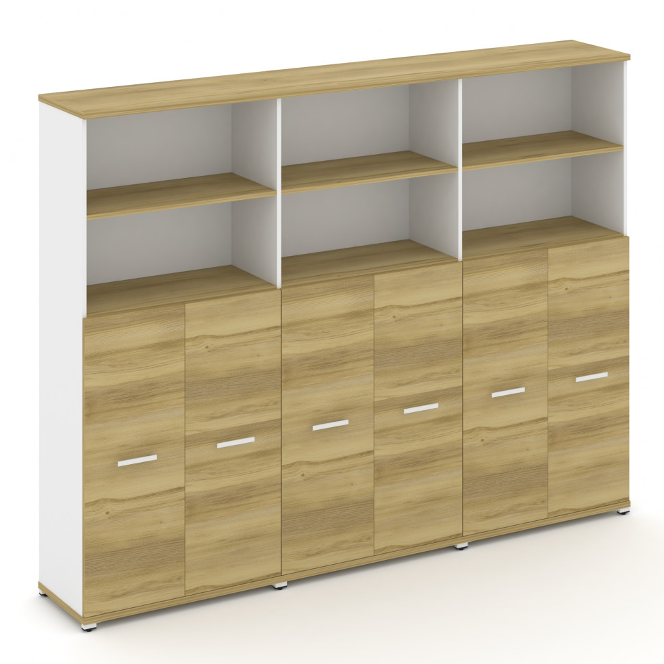 Concept Шкаф 3 широкие секции, 5 ниш CN.STS-534 W Дуб Винченцо/Белый Бриллиант/Металл Белый 2500*420