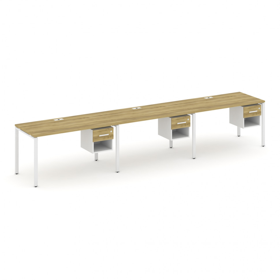 Concept Рабочая станция односторонняя с подвес. тумбами 3 места CN.ORS-139 W Дуб Винченцо/Белый Брил
