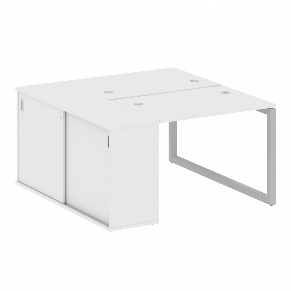 Metal System Quattro Рабочая станция с шкафом-купе на О-образном м/к 50БО.РС-СШК-1.1 Т Белый/Металл