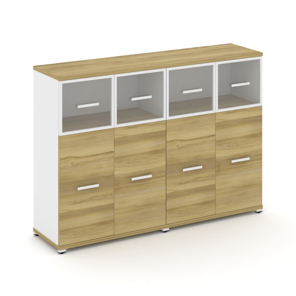 Concept Шкаф 2 широкие секции, 3 ниши CN.STS-324 RPW W Дуб Винченцо/Белый Бриллиант/Металл Белый/Про