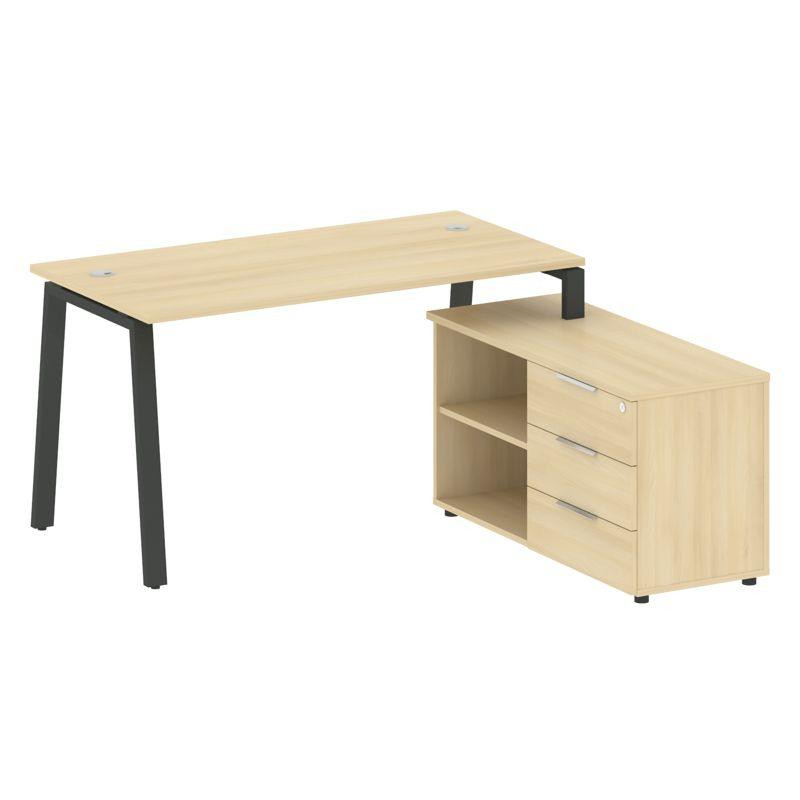 Metal System Рабочая станция с тумбой на А-образном м/к БА.РС-СТС-2.3 (R) Акация Лорка/Металл Антрац