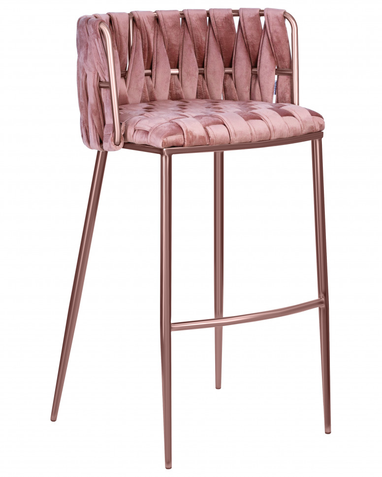 Набор 4 шт Стул барный DOBRIN EMMA ROSE GOLD, розовый велюр (VF-10)